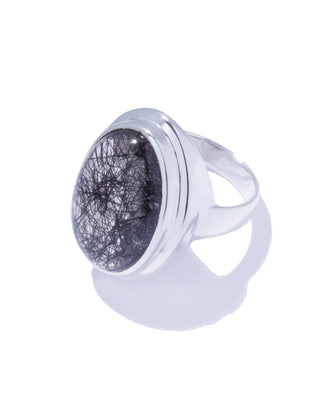 oval nebula ring (black rutille)