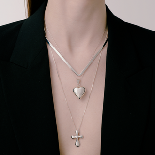 【SET】cross charm ×multi chain necklace